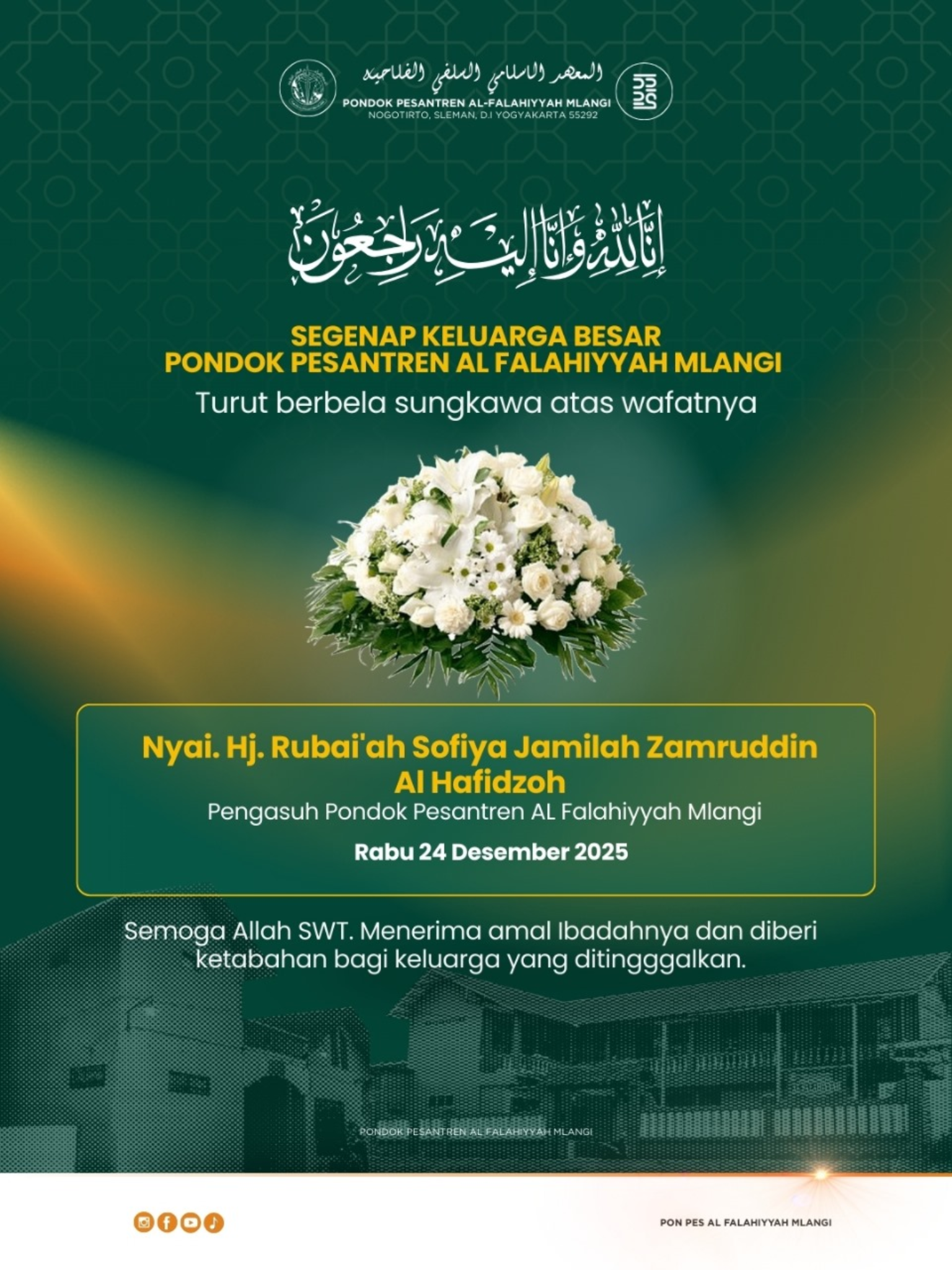 Berita Duka: Wafatnya Pengasuh Pondok Pesantren Al-Falahiyyah Mlangi